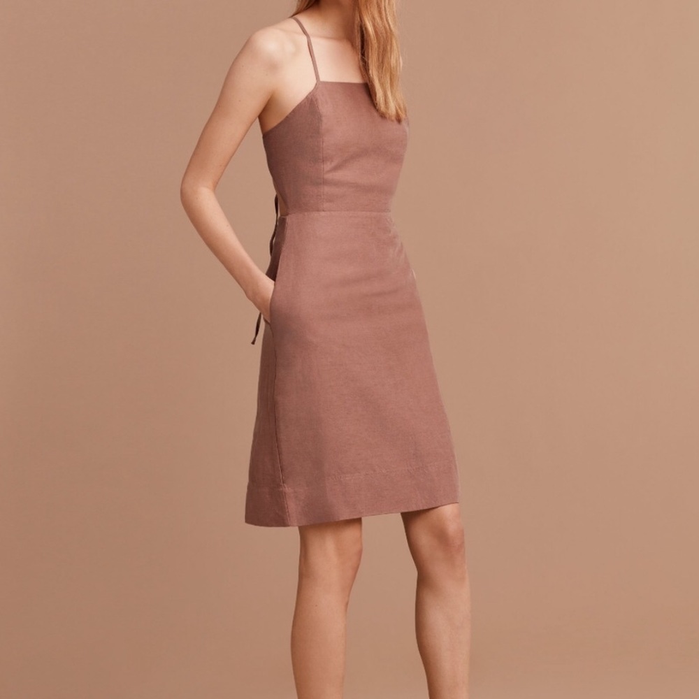 Aritzia wilfred Aveline linen dress nutmeg